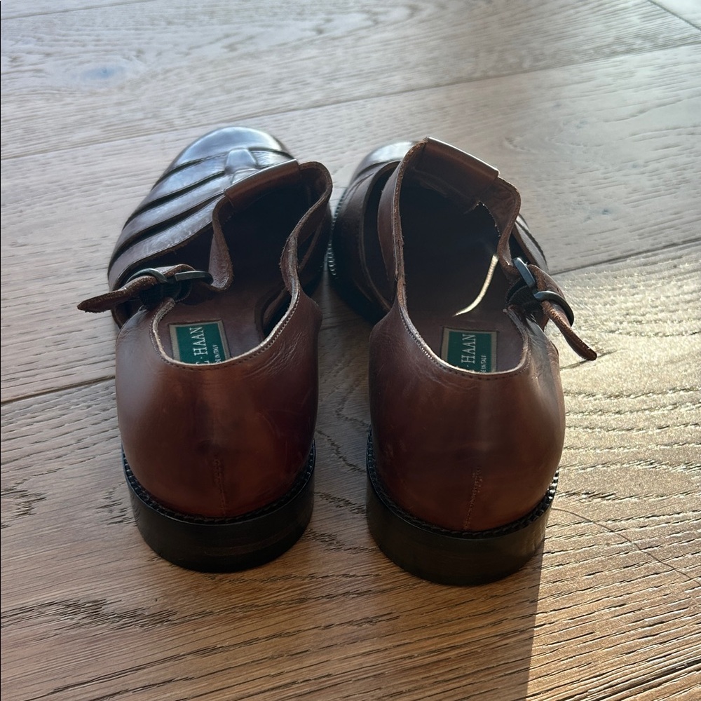 Cole Haan Brown Leather Fisherman Slip-Ons - Picture 4 of 7